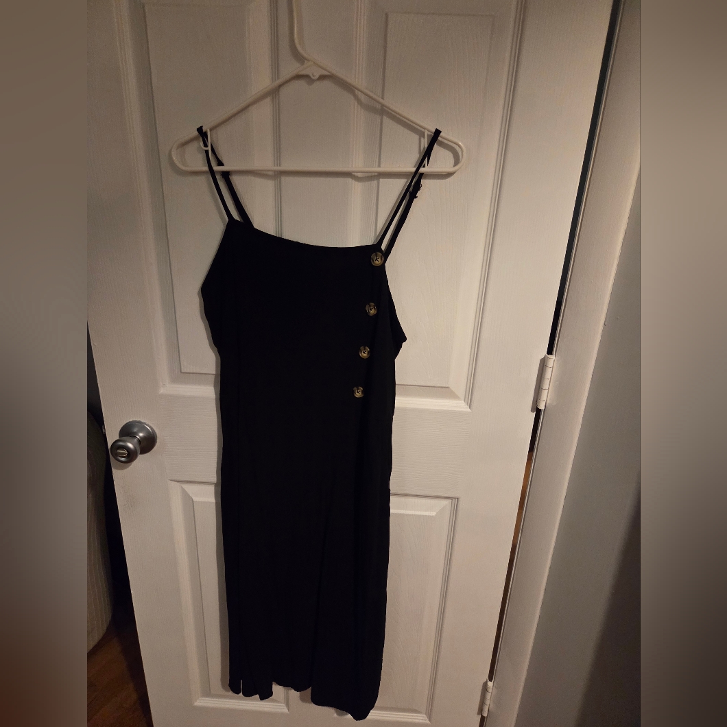 Elegant Black Button-Detail Dress